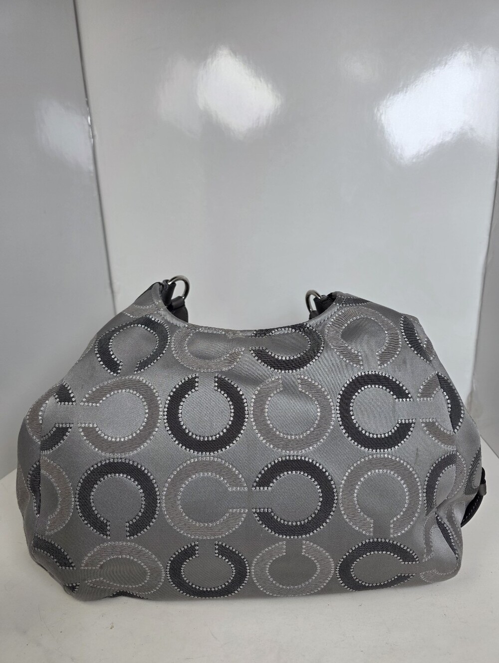 Coach Madison Maggie Silver Gray Signature Hobo Shoulder Bag & Matching Wallet - Picture 3 of 16